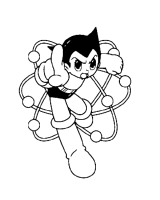 A coloring page of astro boy